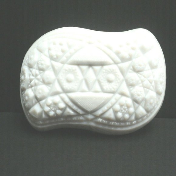 Vintage Thatcher Early American Prescut White Milk Glass Nappy Dish Hobstar - Picture 3 of 6